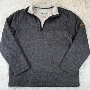 Orvis Black Sherpa Lined Quarter Zip Pullover Sweater Men's Medium Gorp Outdoors